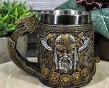 Norse Viking God Thor Mjolnir Hammer With Longship Dragon Boat Coffee Mu... - $32.49