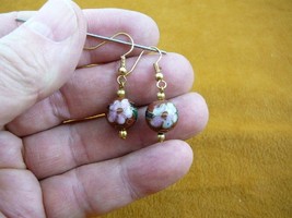 (EE600-307) 12 Mm Rust Brown With Gold Flower Cloisonne Dangle Earrings Jewelry - £12.66 GBP