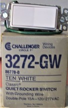 New Challenger 3272-GW 15 A Decora Rocker Dbl Pole Ac Quiet Switch White Ground - £8.54 GBP