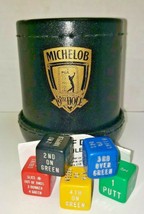 Michelob Beer 19th Hole PGA Tour Leather Dice Cup &amp; Dice Golf Game NOS U137 - £21.22 GBP