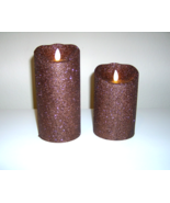 Luminara Set/2 Glitter Mocha Brown Flameless Candles 5" &amp; 7" - $39.59