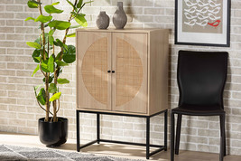 Agni Light Brown and Black Metal 2-Door Storage Cabinet - $3,156.90 MXN
