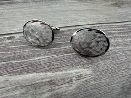 Vintage Sterling Silver Textured Cufflinks 2cm - $35.64