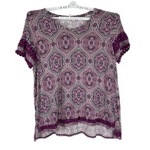 Cato Womens Paisley Print Short Sleeved Blouse Size 18/20W Purple - £11.72 GBP