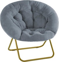 Sweetcrispy Comfy Saucer Chairs, Faux Fur Lounge Chair For, Large, Dark Grey - $77.98