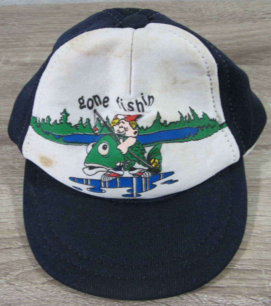 Vintage 80&#39;s Infant Trucker Cap Hat Gone Fishin&#39; - $9.89