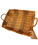 Vintage Bamboo Rattan Large Serving Tray With Handles 19”x15”x4” - $99.00