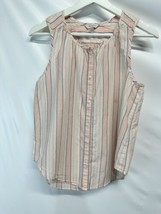 Lucky Brand Sleeveless Summer Top Pastel Breathable Cotton Button Front S - £13.21 GBP