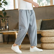 Men&#39;s Trousers Cotton Linen Fashion Casual Pants Solid Color Breathable ... - $13.50