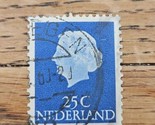 Netherlands Stamp Queen Juliana 25c Used Blue - $3.79