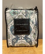 CYNTHIA ROWLEY Parisian Tile Blue Teal Cotton Blend Fabric Shower Curtai... - $47.50 CAD