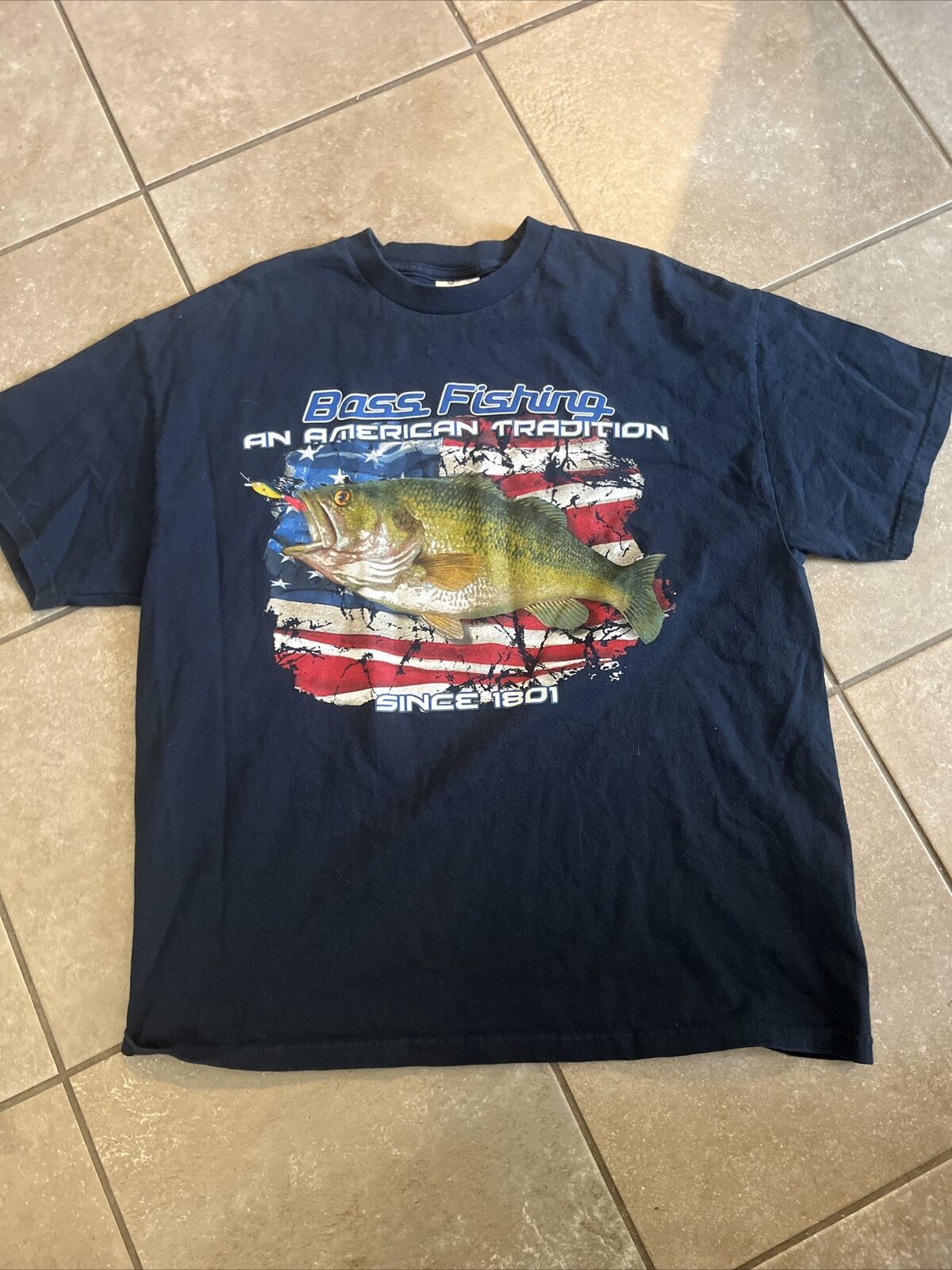 Primary image for Vintage Bass Fishing Tee Shirt "An American Tradition" XL Tennessee River USA