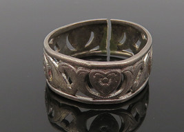 925 Sterling Silver - Vintage Dark Tone XO Hug &amp; Kiss Band Ring Sz 6 - RG10221 - £20.60 GBP