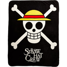 One Piece Straw Hat Crew Throw Blanket Black - £37.46 GBP