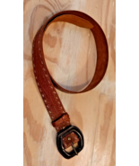 Old Navy Women&#39;s Belt Brown Medium Genuine Leather Embossed Knot Buckle - $24.02