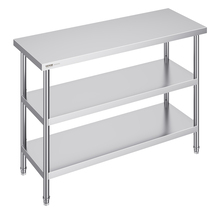 VEVOR Stainless Steel Work Table 18x48x34 in, 3 Storeys, 2 Adjustable Un... - $130.99