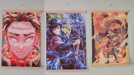 3 Japanese Anime Art Print Wall Hanging Canvas Scroll Decor Manga Lot - £58.05 GBP