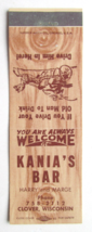Kania&#39;s Bar - Clover, Wisconsin 20 Strike Matchbook Cover Matchcover Harry Marge - £1.59 GBP