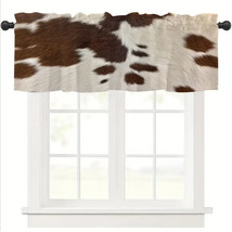 Cowhide Farmhouse Brown & White Rod Pocket Window Valance, Modern, 54" x 18"-NEW - $14.74