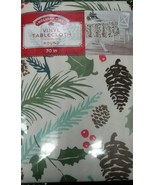 Pine cones Vinyl Table Cloth 70 in round New Holly - £23.66 GBP
