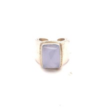 Vintage Sterling Silver Signed 925 Sajen Blue Chalcedony Cabochon Ring sz 6 3/4 - £67.26 GBP