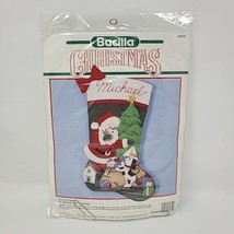 Bucilla Felt Stocking Kit- Santa&#39;s Gift #82822 Christmas Stocking Santa &amp; Dog - £23.22 GBP