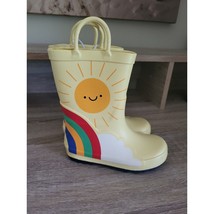 Cat &amp; Jack Toddler Caroline Rain Boots Rainbow Sunshine Waterproof Size 9 - £15.86 GBP