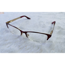 Womens Guess Brown Red Matte Bordeaux Eyeglass Frame Rectangular Semi Rimless - $110.12