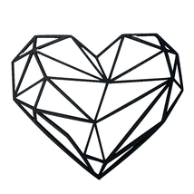 Geometric Heart Wall Art Black Plastic Modern Minimalist Decor 9.5&quot; - €15,24 EUR