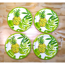 Outdoor Collection Melamine Dinner Plates Pineapple Design Set Of 4 Trop... - $17.63