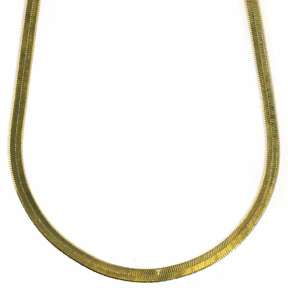 14K Gold Plated Herringbone Chain Necklace 4mm x 20 inches Brass - $7.79