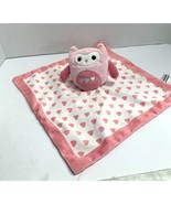 Pearhead Security Blanket Lovey Pink White Owl Hearts Plush Toy Soft - $12.86