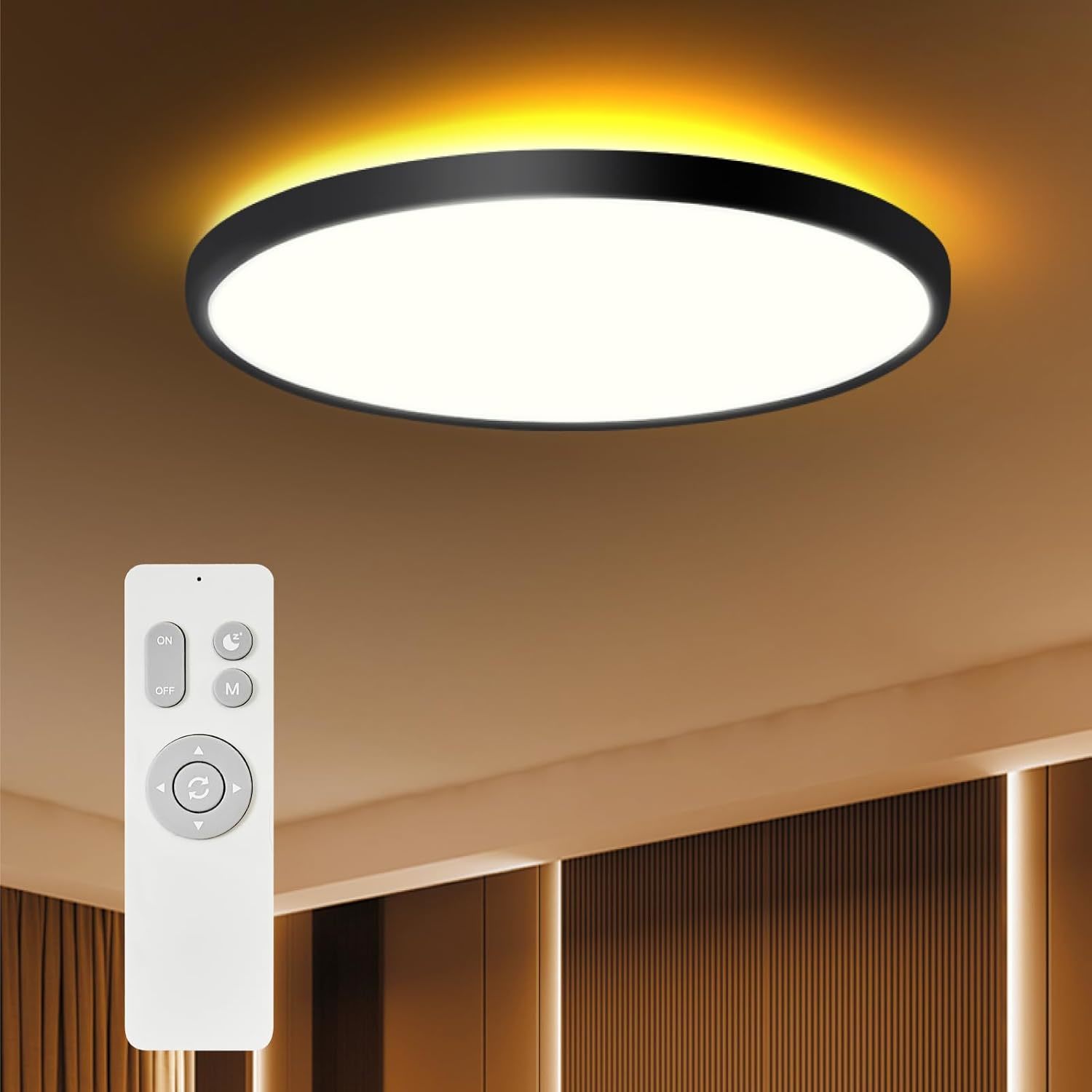 18Inch Ceiling Light With Remote Control, 40W Led Flush Mount Light Fixture With