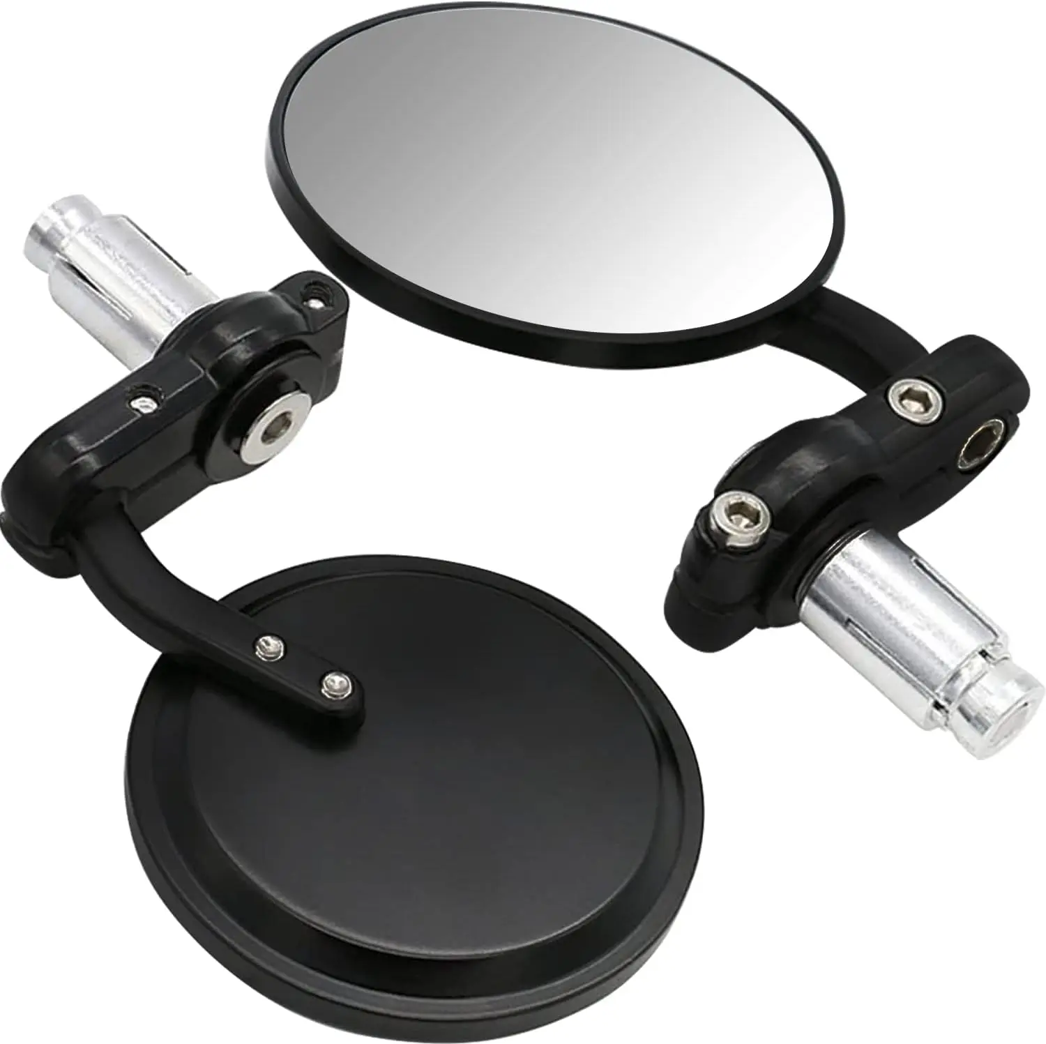 Round Rearview Mirrors, 2pcs Universal Motorcycle Bar Mirror, Motorcycle Side - £16.85 GBP