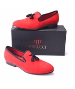 FERUCCI red custom-made Velvet Slippers loafers with black tassel davucci - £118.14 GBP