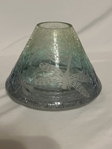 Rare Yankee Candle Crackle Blue Green Glass Shade Topper Dragonflies - $29.99