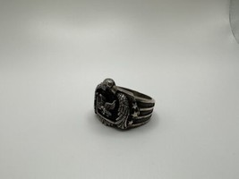 Vintage Sterling Silver BGE Onyx God Bless America Flag Eagle Ring Size 11.5 - £95.25 GBP