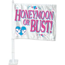 Honeymoon or Bust Wedding Getaway Car Flag Decoration with 17.5 Attachab... - $15.49