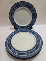 4 DANSK China ETCHING Leaves Blue &amp; White 9" Salad Plates Japan Read - $33.20