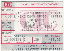 CROSBY STILLS &amp; NASH Vintage 1982 Ticket Stub PINE KNOB Music Theatre DE... - £6.83 GBP