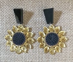 Acrylic Quilled Paper Sunflower Dangle Earrings Groovy Hippie Boho Flower Power - £11.46 GBP