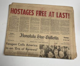 Iran Hostages Free At Last Regan Honolulu Star Bulletin Newspaper 1981 - £15.54 GBP