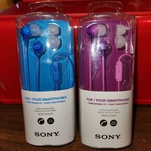 Sony MDREX15AP Earbuds with Mic bundle - Blue &amp; Violet / Purple, New sealed - £4.51 GBP