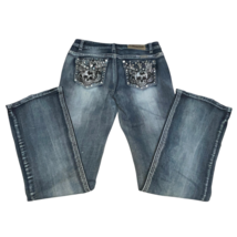 Platinum Plush Jeans Womens 13 Blue Rhinestone Medium Wash Skull Wings Y2K - $49.99