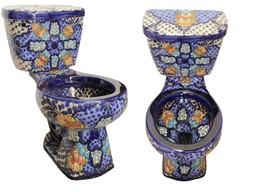 Mexican Talavera Ceramic Toilet Hand Painted - Zacatlán - - $22,462.85 MXN