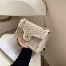 En s bag chain straw summer 2021 new fashion pearl hand woven straw shoulder bags beach thumb200