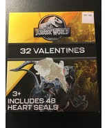 NEW Jurassic World 32 Dinosaur Valentines - 8 Different Designs with Hea... - $9.59