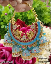 Gold Plated Indian  Bollywood Meenakari Kundan Chandbali Jumka Earrings ... - $21.03