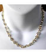 Vintage Signed Anne Klein Gold-tone Rhinestone Chain Collar Necklace 19.5&quot; - $48.07 CAD
