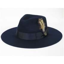 Mens Hat By BRUNO CAPELO Australian Wool Wide Brim Fedora Duke DU722 Navy image 3